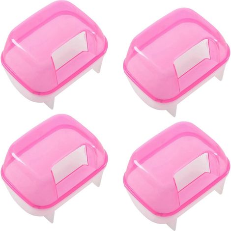 4x Rosa-Weißer Badesand für kleine Hamster, Käfig, Haustierbad, 10 x 7 x 7 cm, Rosa (1/5)