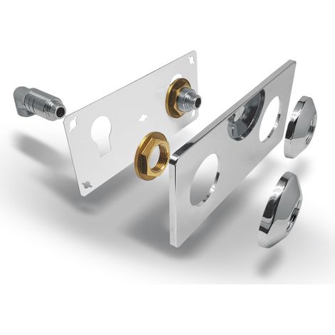 Placa de Salida de Pared para Lavabo/Fregadero EASYFIX QUICK PLOMBERIE - Espaciado 120mm Suministro Macho 1/2 - Salidas a Flexibles M 3/8