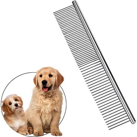Peigne pour animaux, acier inoxydable, 19 cm, argent (1/4)