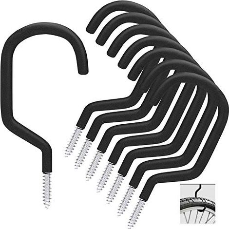 Crochet de vélo 8 pièces, support de vélo adapté à une utilisation polyvalente, à visser, pour abri, garage, jardin, revêtement plastique pour support mural/plafond (1/5)