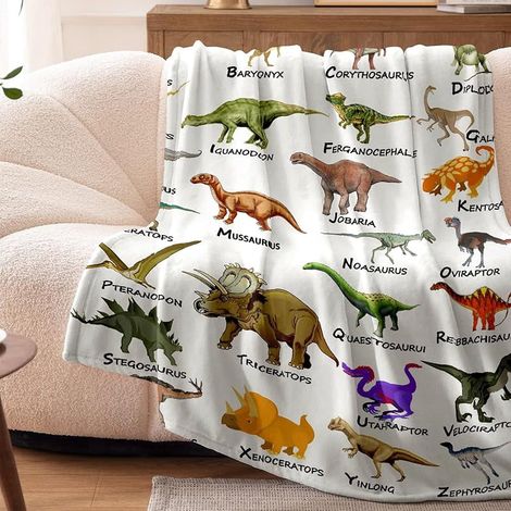 Couverture Dinosaure - Flanelle Douce - 127 x 152 cm - Pour Enfants - Idéale Lit Canapé Camping École - 1 Pièce (1/5)