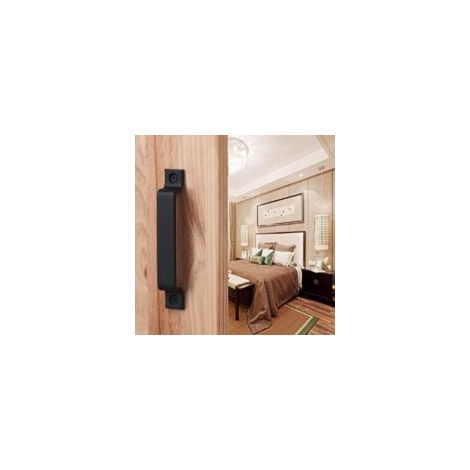 (160mm) Maniglia per porta scorrevole nera in acciaio massiccio nero, vite inclusa - Crezuo