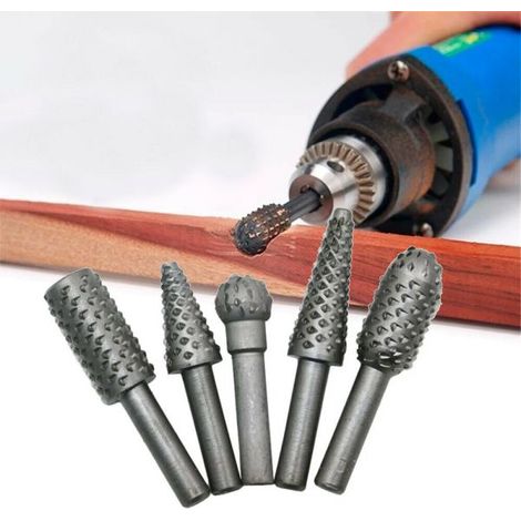Set 5 punte per mini trapano raspa levigatura modellismo intaglio legno - 6MM