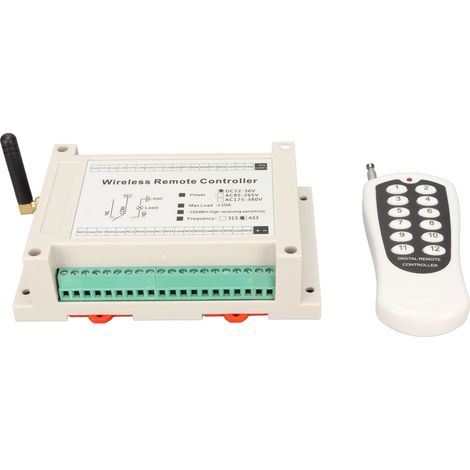 Système de télécommande sans fil 12 canaux RF 10A avec récepteur relais et émetteur 433 MHz, alimentation CC 12 V-36 V (1/5)