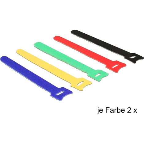 Delock correas con apertura y cierra rapido de colores con 150 mm de largo x 12 mm de ancho (10 unidades)