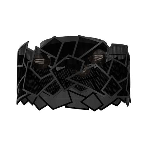 Plafonnier grillage métal noir mat Camo 3xE27 Luminex