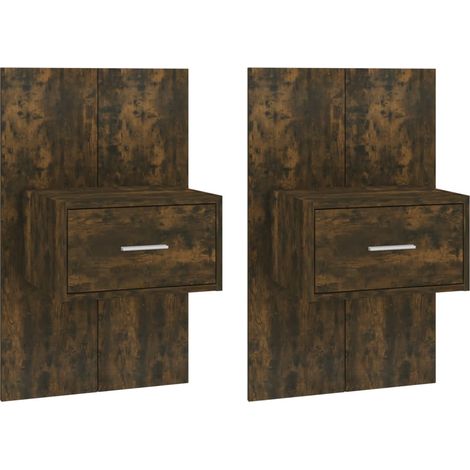 Maison Exclusive - Mesita de noche de pared 2 unidades color robl (1/5)