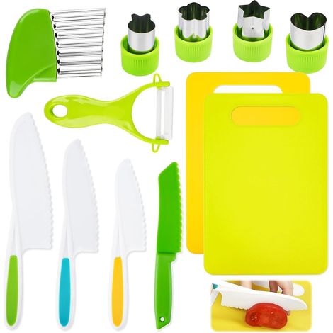 Couteau de 12 Pièces, Couteau Cuisine Enfant pour 2+, Ustensile Cuisine Enfant pour Couper et Cuisiner des Fruits ou des Légumes (1/5)
