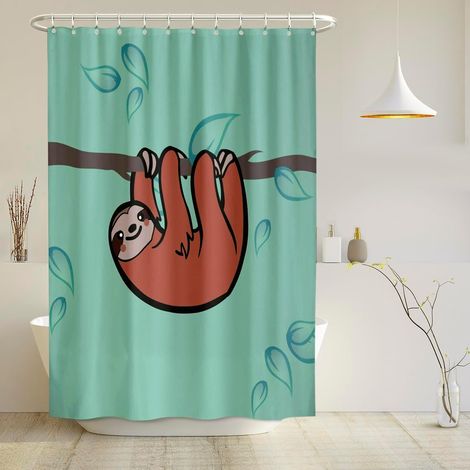 1 Rideau De Douche 180x200 Cm, Tissu Polyester Épais Imperméable, Anti Moisissure Avec 12 Crochets, Pour Salle De Bains (1/5)