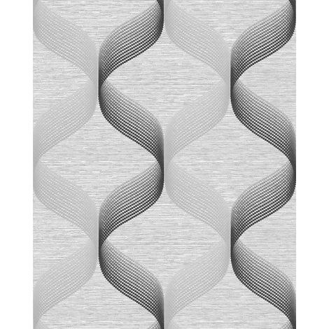 Carta da parati stile retro EDEM 1034-10 Carta da parati in vinile strutturata con motivo grafico luccicante argento grigio antracite 5,33 m2