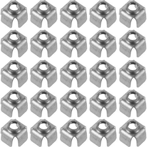 Tuercas insertables roscadas M6, de instalación rápida, 200 conexiones soldadas estables para tubos cuadrados de hierro, color plata, adecuadas para la reparación de muebles y maquinaria.
