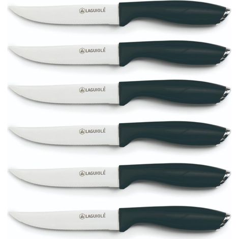 LAGUIOLE CUISSON - Set de 6 couteaux à steak en acier noir - "Lumin" (1/4)