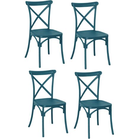 Kit 4 sedie polipropilene cucina bar ristorante interno esterno sedia cross verde petrolio (1/4)