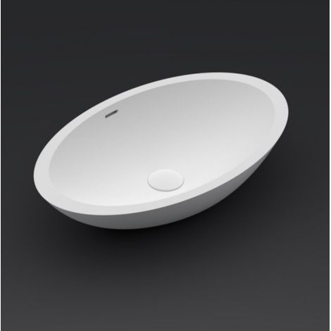 Vasque à poser blanc mat AVELLA OVAL RIHO 58x36 cm solid surface (1/5)