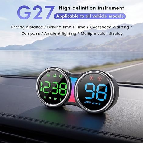 GPS Digital Speedometer Tachometer GPS HUD for Car Head Display - MPH/KMH, Speed Alarm, Large LED Display, USB Plug-and-Play, for Motorcycle Truck Car Scooter (1/4)