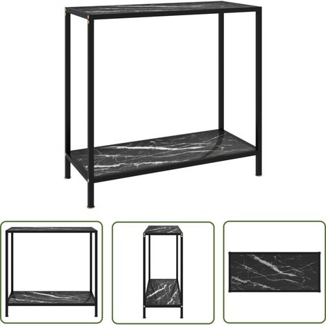 The Living Store Konsolentisch Schwarz 80x35x75 cm Hartglas - Konsolentisch - Wohnzimmermöbel - Sideboard - Nachttisch - Schwarz (1/5)