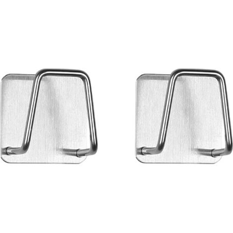 Porte-éponge - 2 pièces - Porte-torchon - Étagère de rangement pour évier - Organisateurs d'évier - Crochet mural - Argent - Acier inoxydable - 5 x 5 x 3 cm - Autocollant - Étanche - Accessoires de cu (1/5)