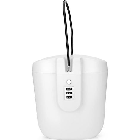 Caja fuerte portátil impermeable con cerradura de combinación y cable de acero para actividades en la playa y al aire libre (Blanco) (1/5)
