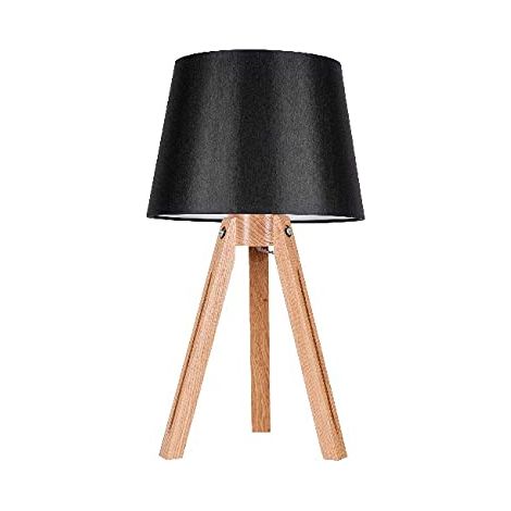 Lampe de Bureau High - Bureau, Bureau, Table de Chevet - Bois, Noir, Bois, Tissu 30,5 X 30,5 X 54,5 (1/5)
