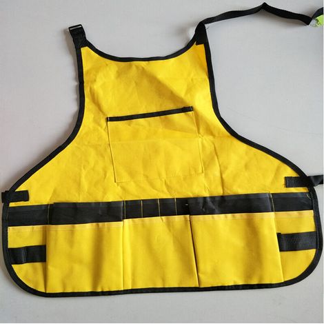 Tablier de jardin en tissu Oxford - Multifonction - Poches à outils - Imperméable - Pour homme et femme - Jaune, (1/5)