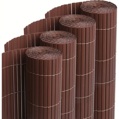 Lot de 4 canisses brise-vue en PVC tube plat – Hauteur 80 cm – Longueur 300 cm – Degré d'occultation élevé – Couleur marron foncé – Visiodirect (1/5)
