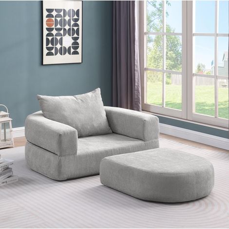 Canapé modulable réversible chenille gris clair OKMYHOME (1/5)