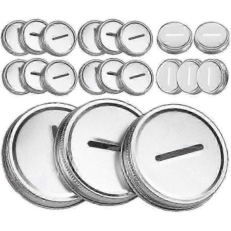 Couvercle à fente pour pièces de monnaie pour tirelire compatible avec 72 couvercles métalliques à ouverture standard pour bocaux. (1/5)