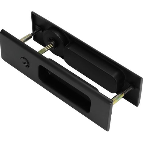 Ensemble de poignées et de verrous en alliage de zinc pour porte coulissante de salle de bain, balcon ou armoire - Quincaillerie noire (1/5)