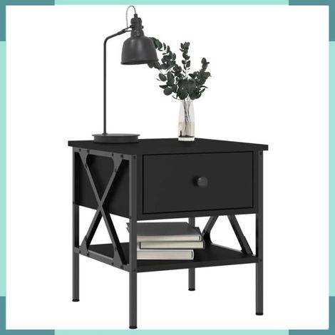 825954 Tables de chevet 2 pcs noir 40x42x45 cm bois d’ingénierie (1/5)