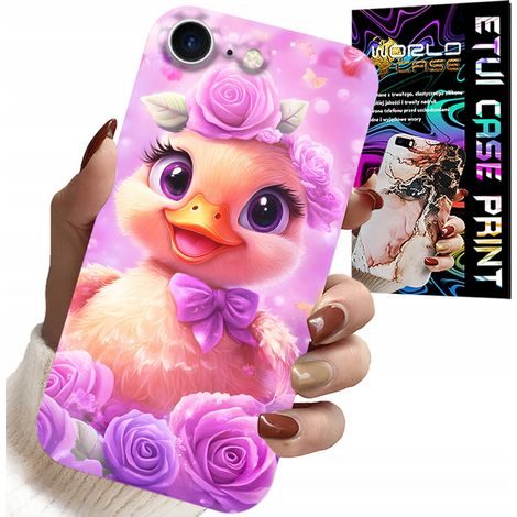 Cover per iPhone SE / SE2 - simpatica paperella su sfondo rosa (1/5)