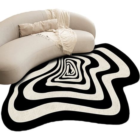 Covor imitation cachemire, design élégant, negru/crème, 80x120cm (1/5)