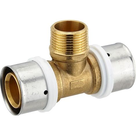 Pressfitting-T-Stück 32 x 3,0 - 3/4 Zoll Außengewinde - 32 x 3,0 mm für MV-Rohr