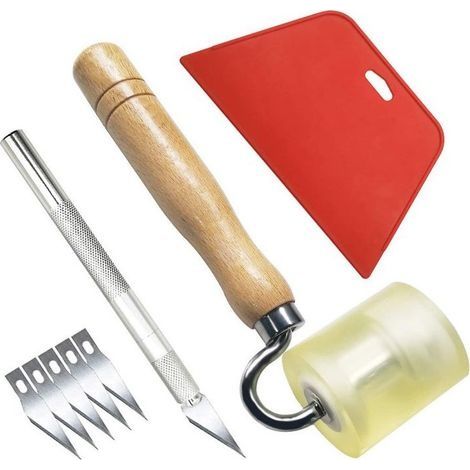 Kit d'outils de lissage de papier peint, outil de film de fenêtre, kit d'outils à main pour papier peint, outil de couture de sécurité, Grattoir, rouleau, 8 pièces (1/5)