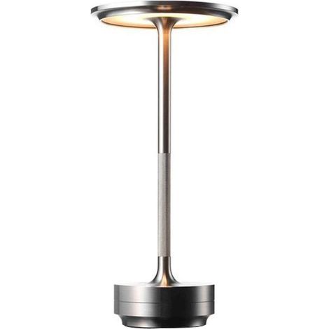 Kabellose Tischleuchte mit 3 Farben, einstellbarer Helligkeit, wasserdicht, USB-aufladbar, Metall, 4 Helligkeitsstufen, silber (1/5)