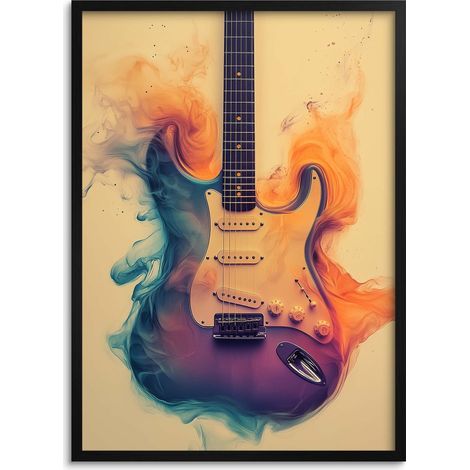 Wandposter mit Rahmen Modernes Wandbild Musik Gitarre 50x70
