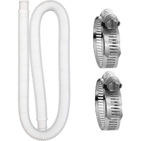 Ersatzschlauch für Schwimmbäder, PC-Schwimmbadschlauch, Schlauch für oberirdische Pools, Ersatzschlauch für Poolfilterpumpen mit 2 Metallverbindungsringen (1,5 m)