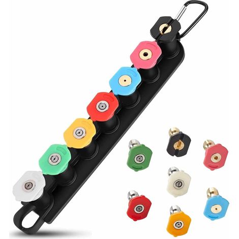 7pcs, Buse Nettoyeur Haute Pression 1/4" Rondelle Haute Pression Rotative accessoires pour Nettoyeur Laveuse à Pression Connecter (1/4)