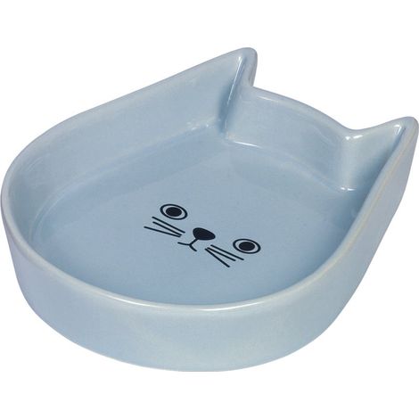 Nobby Ciotola in Ceramica per Gatti Kitty Face Azzurro 13 x 16 x 3 cm