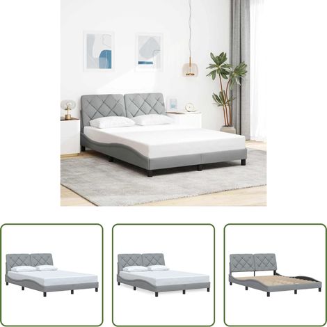 vidaXL Kopfteil -  Bettgestell ohne Matratze Hellgrau 120x200 cm Stoff (1/5)
