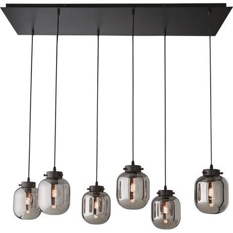 Lampe suspendue lampe à suspension lampe de salle à manger lampe de salon en verre fumé 6 flammes (1/4)