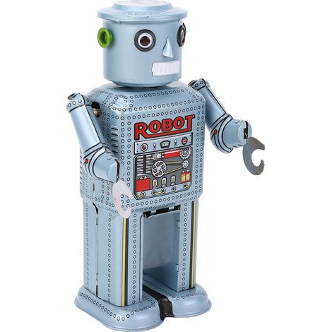Robot à remontoir vintage rétro, jouet décoratif exquis en fer forgé fait main, idéal pour café, bar ou restaurant. (1/5)