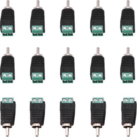 15 Pièces Connecteur RCA Mâle vers Bornier à Vis pour Audio/Video - Adaptateur (1/5)