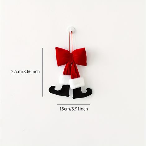 peluche Père Noël festive avec nœud rouge - Décoration de Noël en polaire douce pour sapin, maison et fenêtre - Parfait pour (1/5)