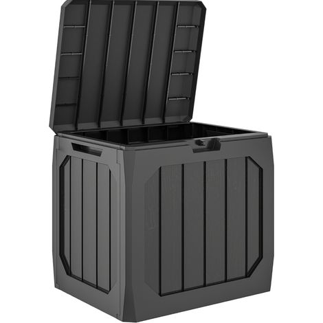 CHICFURN Arcón de almacenaje para jardín 121 L de polipropileno negro con asas, impermeable (1/5)