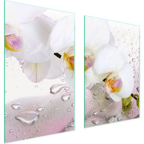 Assiette de protection en verre pour la cuisine 65x52 orchidée (1/5)
