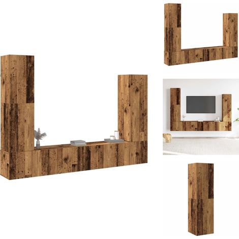 Ensemble de meuble TV mural 4 pcs vieux bois bois d'ingénierie - Ensemble De Meubles TV - Ensembles De Meubles TV - Meuble TV - Meuble Hifi (1/5)