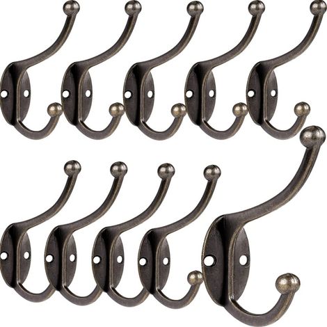 10 Stück Retro-Haken, Kleiderhaken, Wandmontage, Vintage-Metall-Türhaken für Badezimmer, Küche, Schlafzimmer, Eingangsbereich (Kupfer) (1/5)