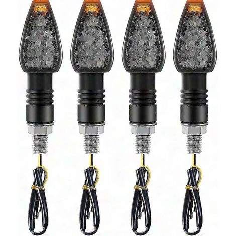 Clignotants Moto LED 12V x4 - Feux Indicateurs Flowing 14 LED, Clignoteurs Universels pour Motocycle, Vif Argent, Signalisation Avant/Arrière (1/5)