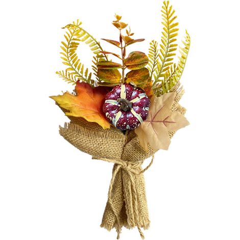 (3 par paquet) Style B : Tournesol en lin avec fruits, petit bouquet artificiel, bouquet de feuilles d'érable, décoration intérieure pour la fête des récoltes, citrouille, fleur artificielle, bouquet (1/5)