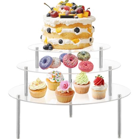 Support de Gâteau Transparent en Acrylique 3D, Porte-Bougie Rond Multi-Couches, Décoration Festive pour Mariage et Anniversaire - KZQ (1/4)